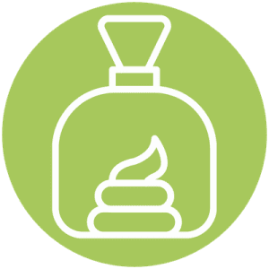 Grüner Kotbeutelspender als Symbol für vorhandene Kotbeutelspender.