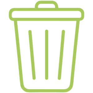 Grüner Mülleimer als Symbol für vorhandene Mülleimer.